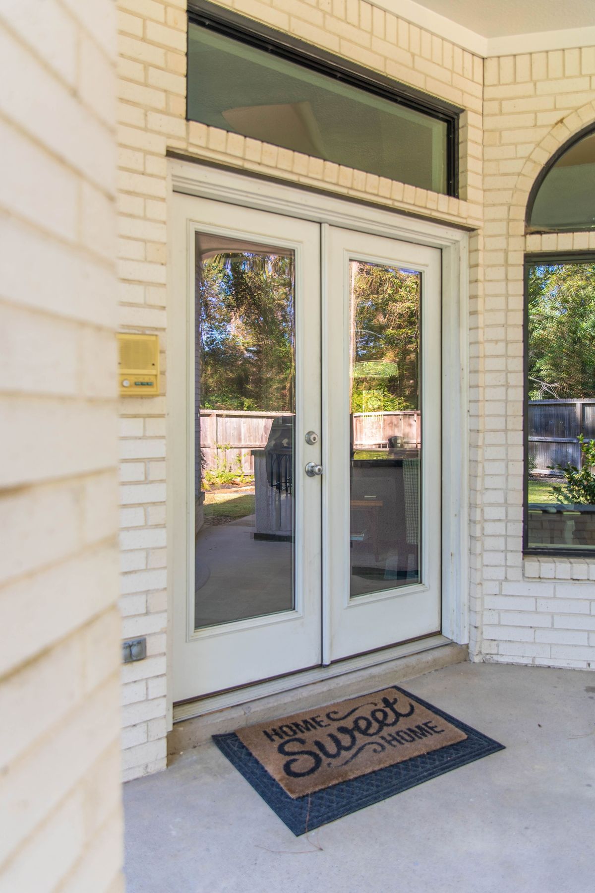 French door installation with new glass